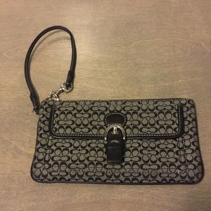 Coach black and gray classic c print wristlet